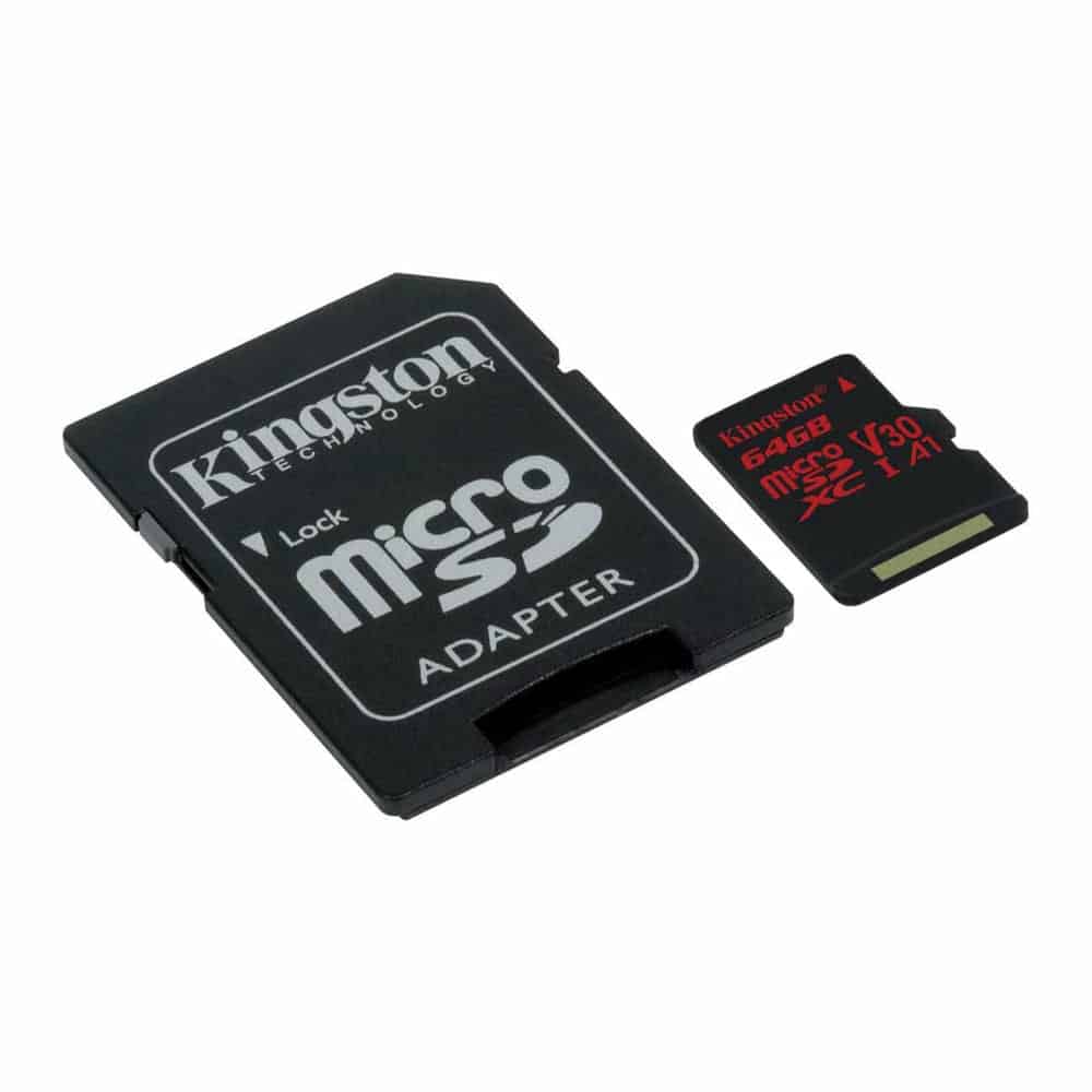 (image for) Kingston Canvas React 64GB Class 10 UHS-I U3 Micro-SDXC with SD Adaptor